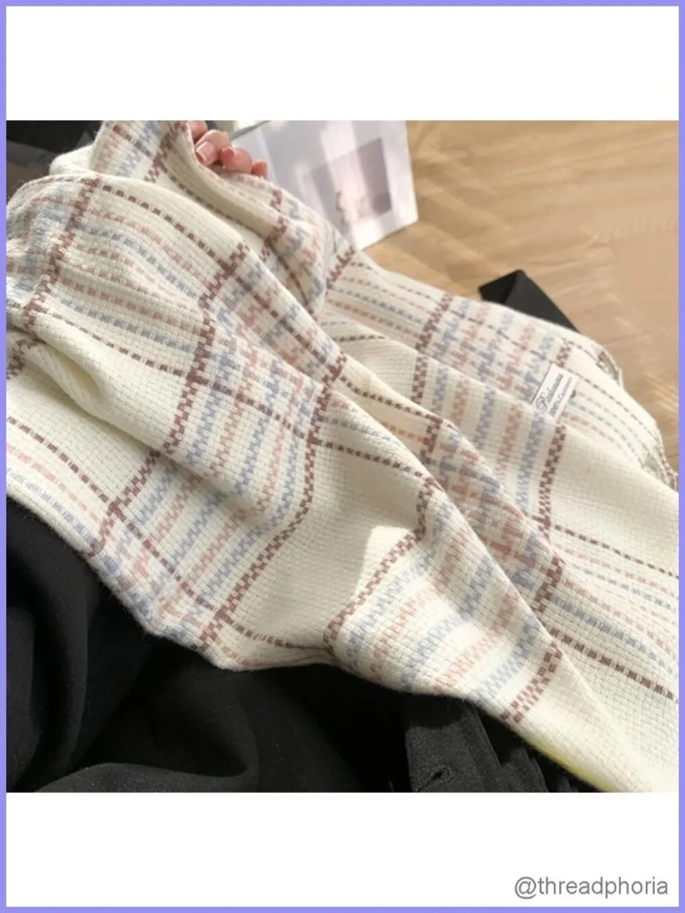 Oversized Plaid Fringe Scarf Wrap Shawl Soft Cozy Winter
